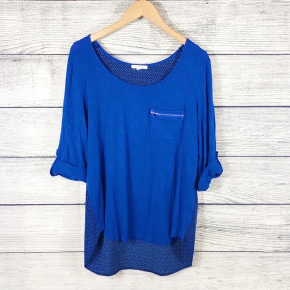 Anthropologie Tops - Pleione Blue Zip Pocket Hi Lo Top size medium